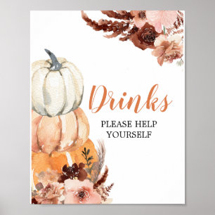 Rustic Boho Pumpkin Baby Shower Drinks Poster