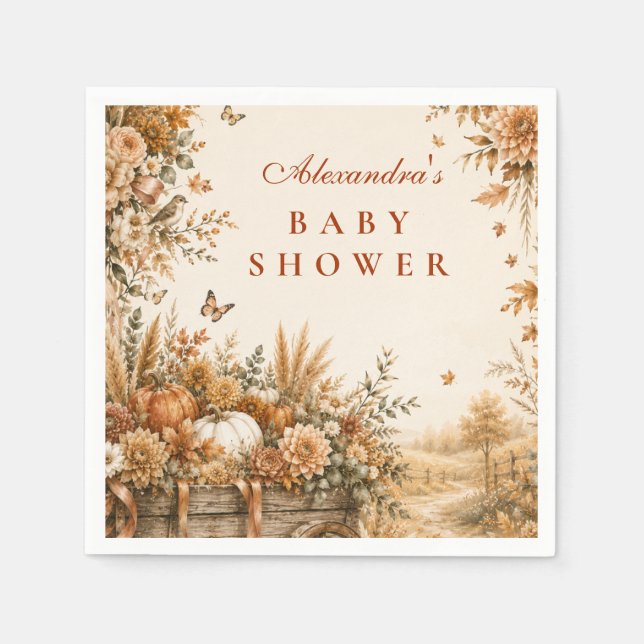 Rustic Boho Pumpkin Baby Shower Napkin (Front)