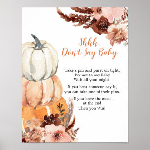 Rustic Boho Pumpkin Don't Say Baby Games Sign