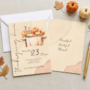 Rustic Boho Pumpkin Friendsgiving Thanksgiving Invitation