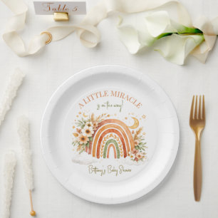 Rustic Boho Rainbow Baby Shower Paper Plate