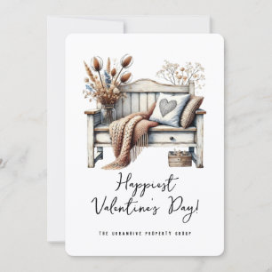 Rustic Boho Real Estate Corporate Valentines Home Holiday Card