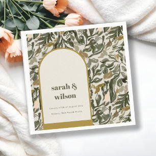 Rustic Boho Retro Arch Green Botanical Wedding Napkin