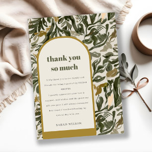 Rustic Boho Retro Green Botanical Bridal Shower Thank You Card