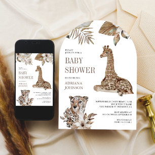 Rustic Boho Safari Leopard and Giraffe Baby Shower Invitation