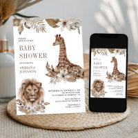 Rustic Boho Safari Lion and Giraffe Baby Shower