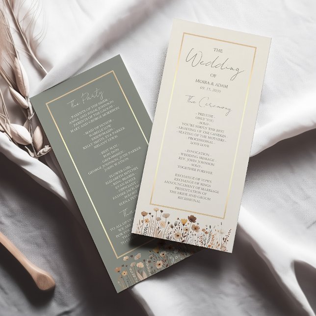 Rustic Boho Sage Green Wedding Program Programme (Creator Uploaded)