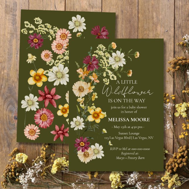 Rustic Boho Sage Green Wildflower Baby Shower Invitation (Creator Uploaded)