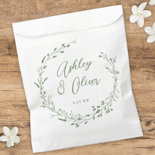 Rustic Boho Sage Green Wildflower Floral Wedding Favour Bags
