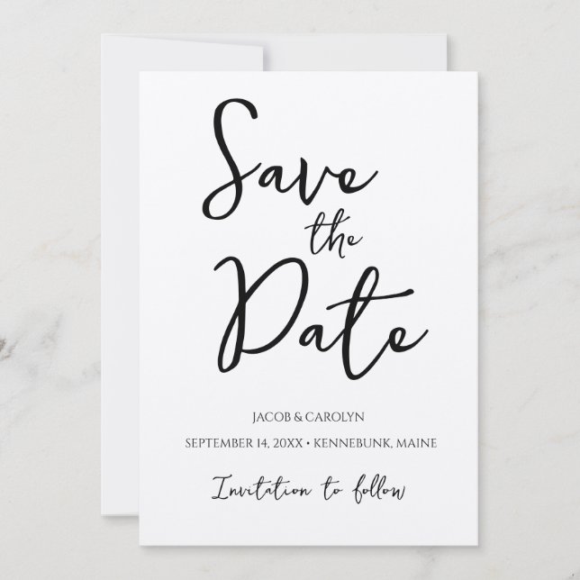 Rustic Boho Save the Date Handwritten Font Invitation (Front)