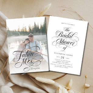 Rustic Boho Script Future Mrs. Bridal Shower Photo Invitation