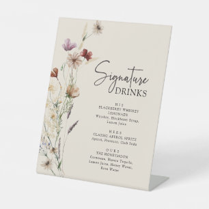 Rustic Boho Signature Drinks Pedestal Sign