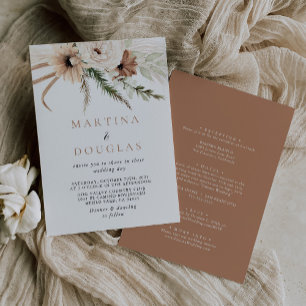 Rustic Boho Simple Back & Front Formal Wedding Invitation