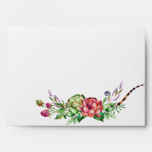 Rustic Boho Succulent Cactus Greenery Wedding Envelope