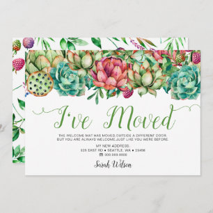 Rustic Boho Succulent Cactus I have moved Moving Announcement