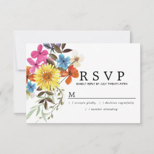 Rustic Boho Summer Wlidflower Wedding RSVP Card