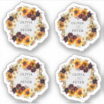 Rustic Boho Sunflower Burgundy Floral Fall Wedding<br><div class="desc">Rustic Boho Sunflower Burgundy Floral Fall Wedding Sticker</div>