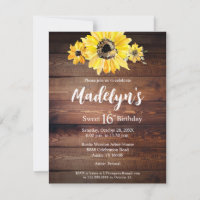 Rustic boho Sunflower wood barn Sweet 16 birthday