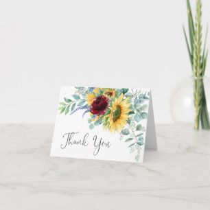 Rustic Boho Sunflowers and Eucalyptus Thank You Card