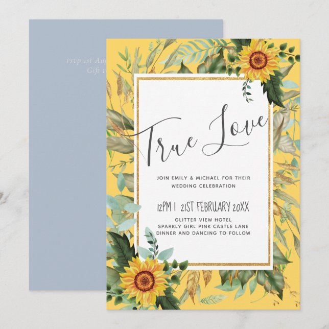 Rustic BOHO Sunflowers Greenery Wedding (Front/Back)