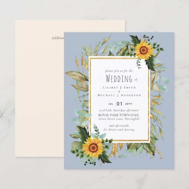 Rustic BOHO Sunflowers Greenery Wedding (Front/Back)