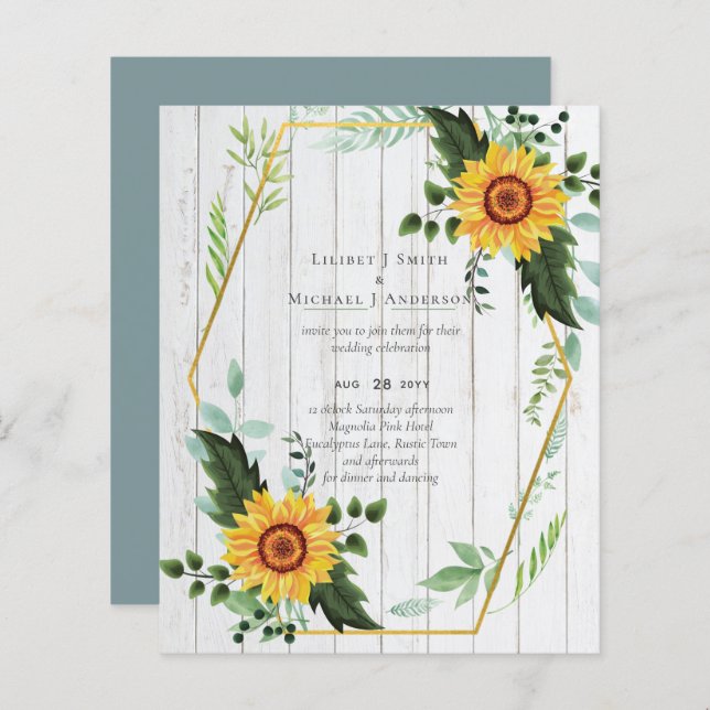Rustic BOHO Sunflowers Greenery Wedding (Front/Back)