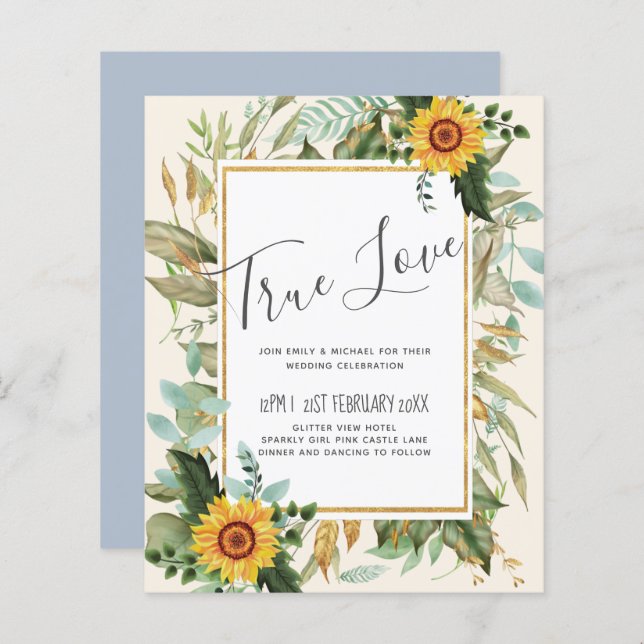 Rustic BOHO Sunflowers Greenery Wedding (Front/Back)