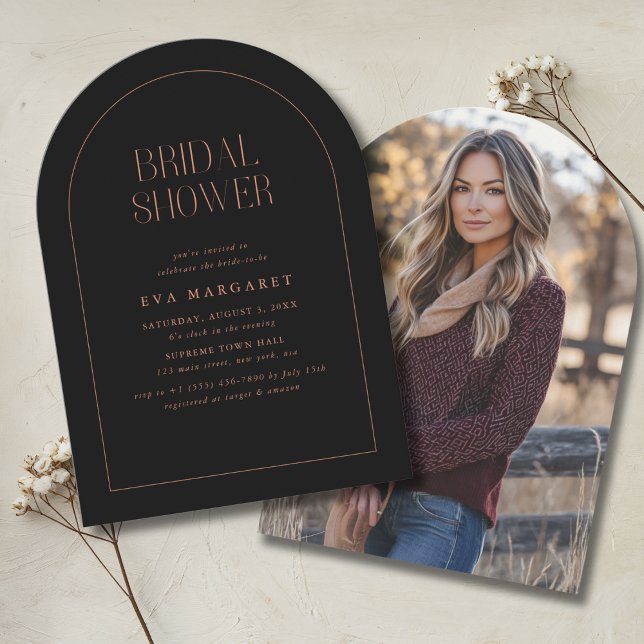 Rustic Boho Terracotta Arch Photo Bridal Shower Invitation (Creator Uploaded)
