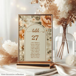 Rustic Boho Terracotta Beige Sage Floral Wedding Table Number