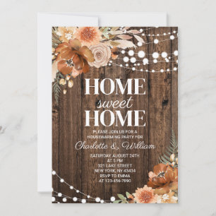 Rustic Boho Terracotta Floral Home Sweet Home Invitation