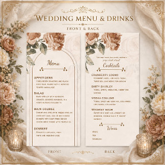 Rustic Boho Terracotta Floral Wedding Menu |