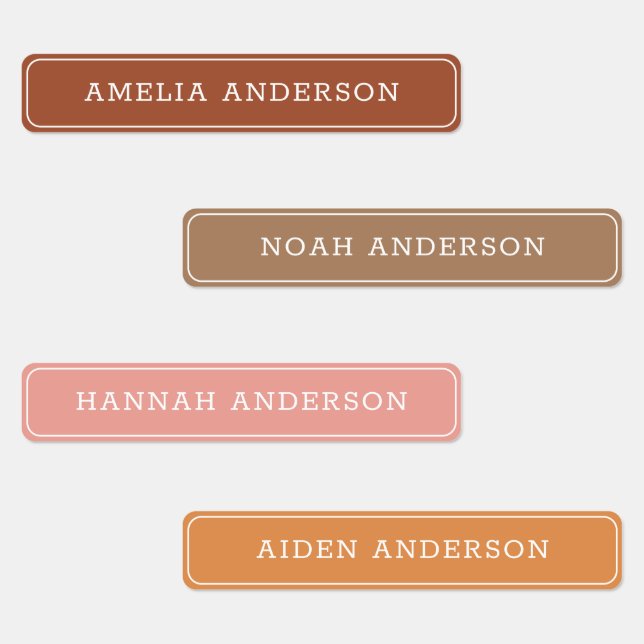 Rustic Boho Terracotta Waterproof Name Label (Group)