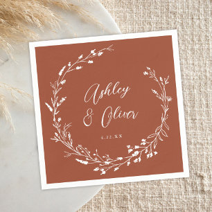 Rustic Boho Terracotta Wildflower Floral Wedding Napkin