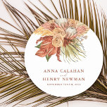 Rustic Boho Tropical Dried Flowers Wedding  Round Paper Coaster<br><div class="desc">Rustic Boho Tropical Dried Flowers Wedding Round Paper Coaster. Customise it by changing the names and date.  For further customisation,  feel free to contact me at kbasandra@gmail.com.</div>