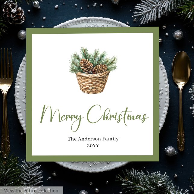 Rustic Boho Watercolor Christmas Tree Festive  Napkin (Rustic Boho Watercolor Christmas Tree Festive Napkins)