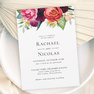 Rustic Boho Watercolor Floral Wedding Invitation