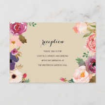 Rustic Boho Watercolor Flowers Wedding Insert