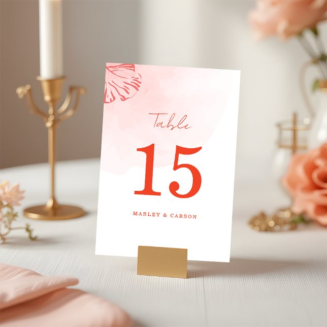 Rustic Boho Watercolor Foliage Terracotta Wedding Table Number (Creator Uploaded)