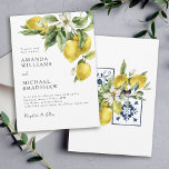 Rustic Boho Watercolor Lemons Citrus Wedding Invitation<br><div class="desc">This beautiful Mediterranean themed wedding invitation exudes rustic charm. It features a vibrant corner arrangement of fresh watercolor lemons in citrus yellow and green with white blossoms. It makes a beautiful choice for weddings in spring, summer, or fall. Whether you are travelling to the Mediterranean, the Amalfi Coast, Positano, Tuscany,...</div>
