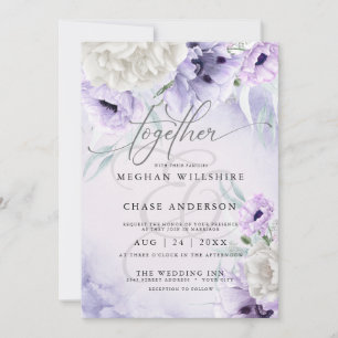 Rustic BOHO Watercolor Lilac Poppies Invitation