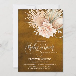 Rustic Boho Watercolor Pampass Grass Invitation