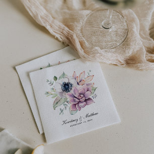 Rustic Boho Watercolor Succulent Floral Napkin