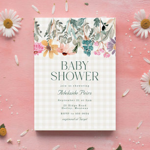 Rustic Boho Watercolor Wildflower Baby Shower Invitation