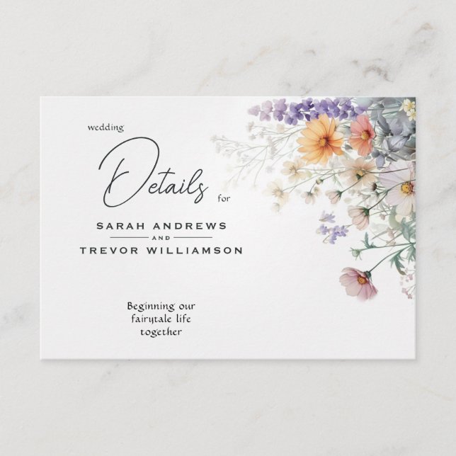 Rustic Boho Watercolor Wildflowers Enclosure Card (Front)