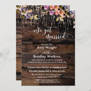 Rustic Boho We Got Married Reception Only Invitation