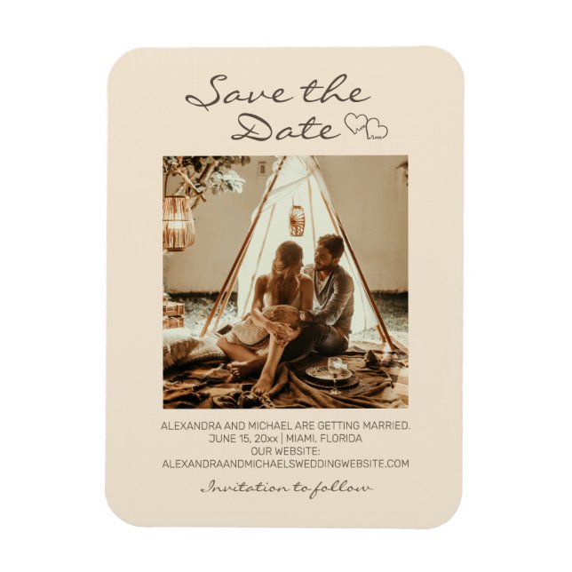 Rustic Boho Wedding Hearts  Magnet (Vertical)