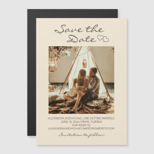 Rustic Boho Wedding Hearts Magnetic Invitation