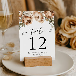Rustic Boho Wedding Table Number Card Double Sided