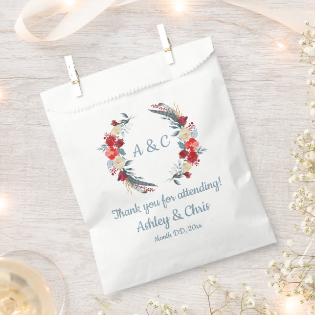 Rustic Boho Wedding Treat Country Thank You Floral Favour Bags (Clipped)