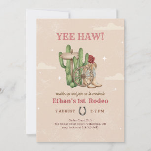 Rustic Boho Western Desert 1st Rodeo Birthday Invitation